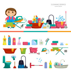 Set of objects for cleaning the house