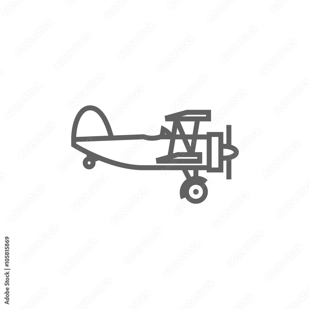 Poster Propeller plane line icon.