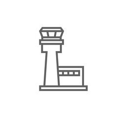Flight control tower line icon.