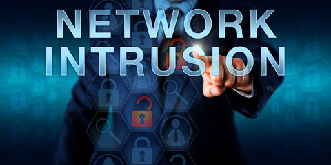 Cybercriminal Intruder Touching NETWORK INTRUSION