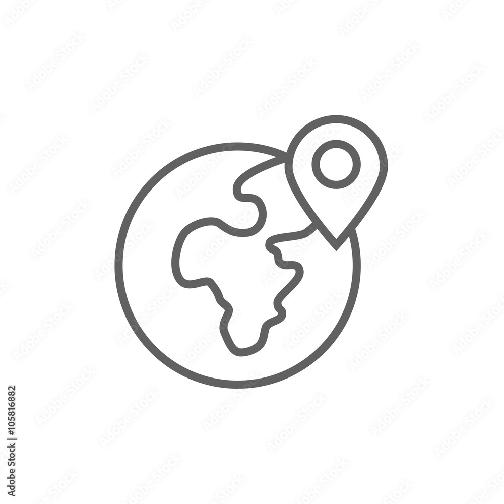 Poster globe with pointer line icon