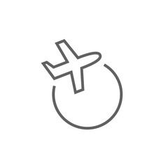 Travel by plane line icon.
