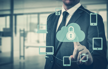 Protect cloud information data concept. Security and safety of cloud data