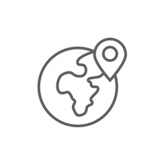 Globe with pointer line icon