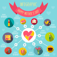 Mother Day infographic elements, flat style