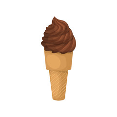 Chocolate ice cream in a waffle cone icon