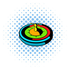 Casino gambling roulette icon, comics style