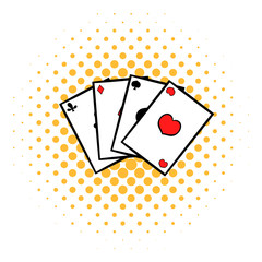 Playing cards icon, comics style