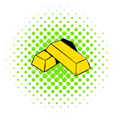 Obraz premium Gold bars icon, comics style 