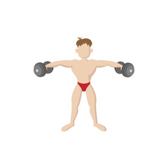 Fototapeta premium Dumbbell lateral raise icon, cartoon style 