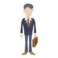 Businessman holding briefcase icon, cartoon style