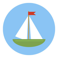 Sailing ship icon, flat style