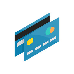 Blue credit card icon, isometric 3d style