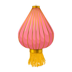 Pink chinese paper lantern icon, cartoon style