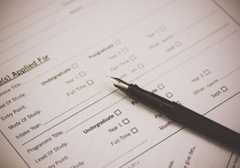 Close up of a university application form - 105819241