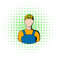 Coal miner icon, comics style