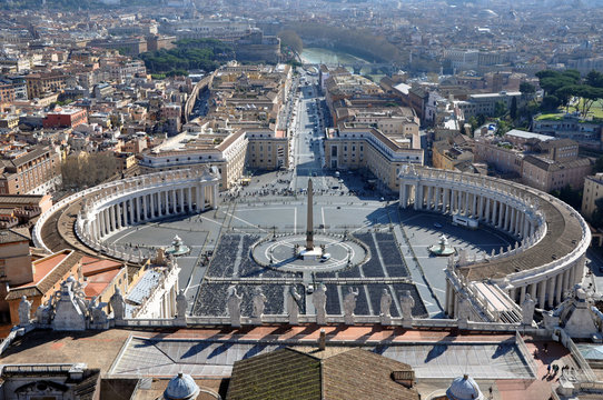 Saint Peter square, Vatican. View from the dome
