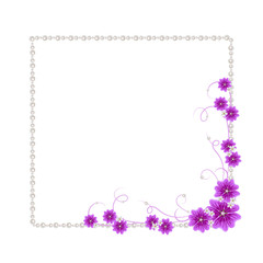 Floral frame with pearls