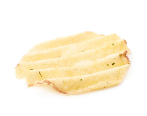 Single potato chip crisp isolated