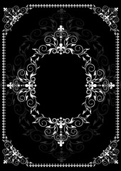 White frame from floral pattern,spirals and heraldic lily