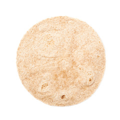 Single wheat tortilla isolated