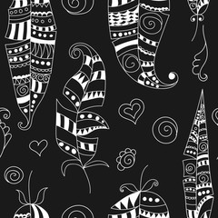 Seamless pattern with doodle feathers