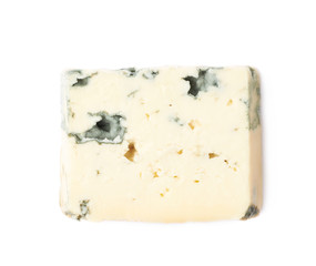 Single slice of blue cheese isolated