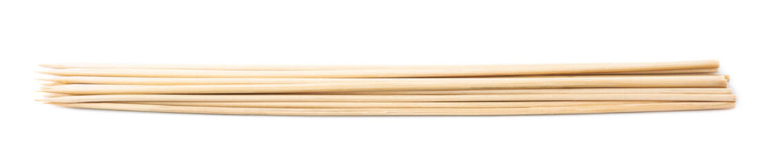 Pile of wooden skewers isolated