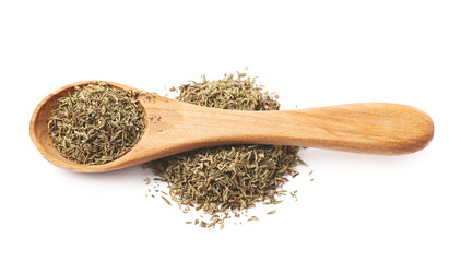 Spoon over the pile of thyme