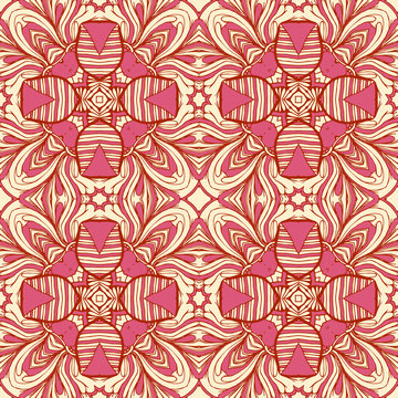 Seamless abstract pattern, hand drawn texture for Wedding, Bridal, Valentine's day or Birthday Invitations. Floral geometric background. Fabric or paper print.