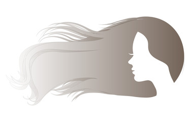 Woman sketch with long hair silhouette