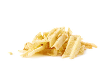 Big pile of potato chips isolated