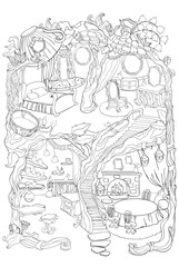 Colouring Page Of Fairy House