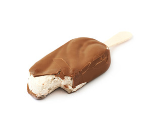 Vanilla ice cream bar on a stick