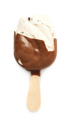 Vanilla ice cream bar on a stick