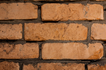 brick wall of old red bricks