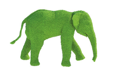 green elephant from the grass render 3D