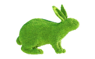green  rabbit from the grass render 3D