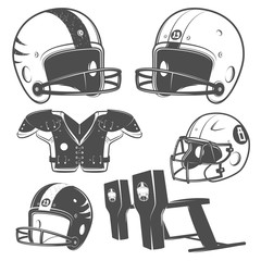 Set of American football monochrome style for emblems ,logo and labels.