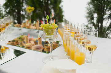 table setting banquets buffet delicious canapes holiday