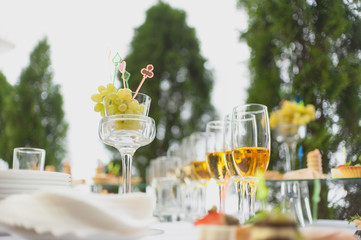 table setting banquets buffet delicious canapes holiday