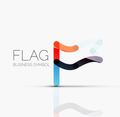 Logo flag, abstract linear geometric business icon