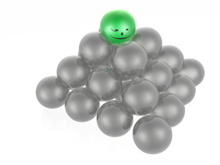 Green and grey spheres
