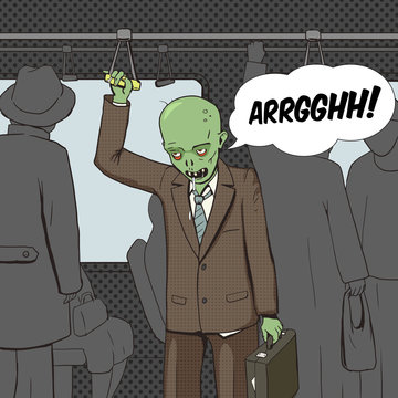 Zombie Goes To Work Pop Art Vector