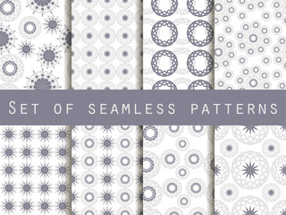 Seamless pattern with circles and weaves. Set of ethnic patterns. Vector.