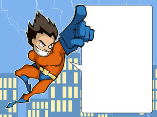 Cartoon illustration of a classic handsome superhero