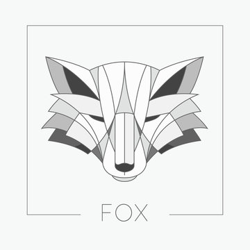 Abstract fox head emblem icon design with elegant line shapes style. Vector illustration.
