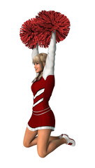 Cheerleader with Pompoms on White