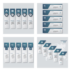 Collection of 4 blue color template/graphic or website layout. Vector Background. For your idea and presentation.
