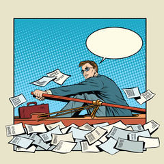Businessman rower boat success paper © studiostoks